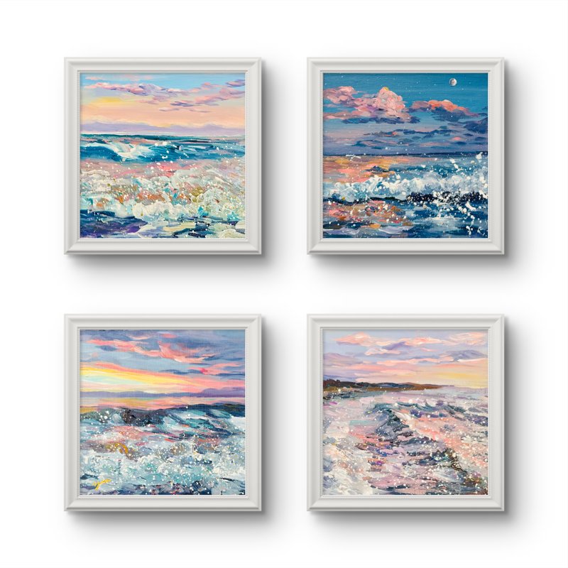 Where Light Meets The Sea Acrylic On Canvas Panel  6X6 Each